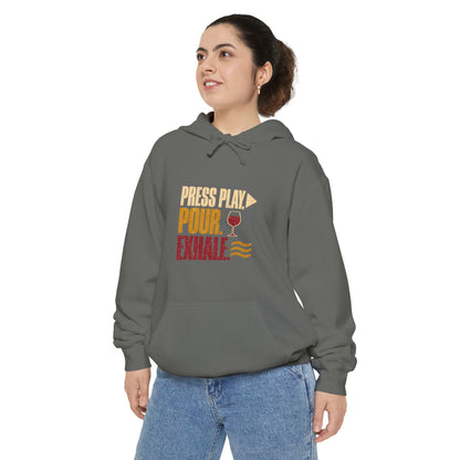 F.L.O. Press Play. Pour. Exhale. Vintage Hoodie — Garment-Dyed