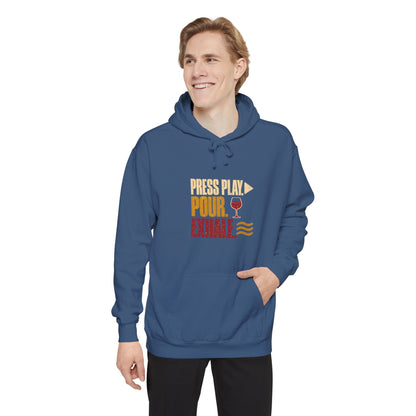 F.L.O. Press Play. Pour. Exhale. Vintage Hoodie — Garment-Dyed