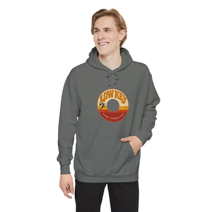F.L.O. Low Key High Vibration Vintage 45 Hoodie — Garment-Dyed