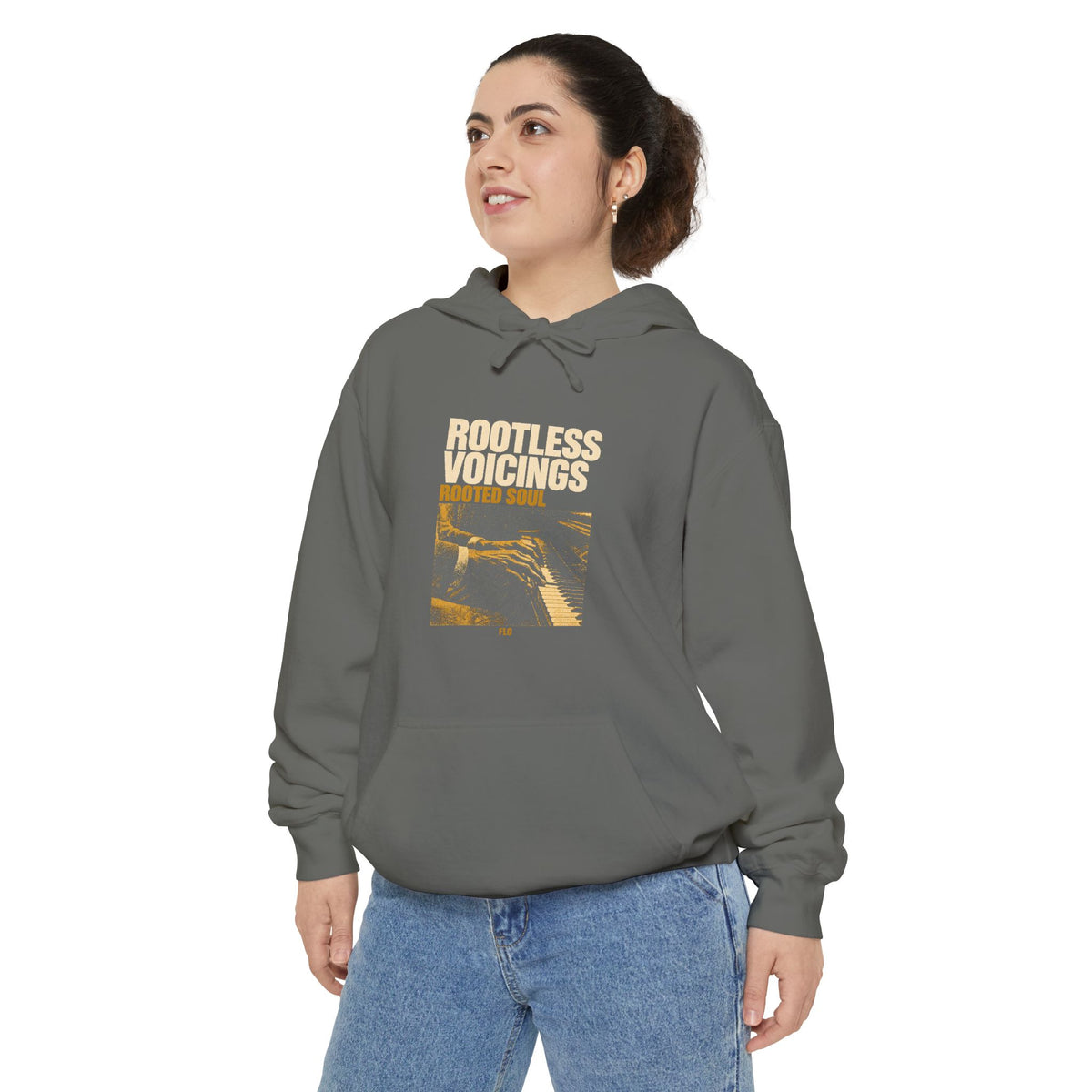 F.L.O. Rootless Voicings, Rooted Soul Vintage Hoodie — Garment-Dyed