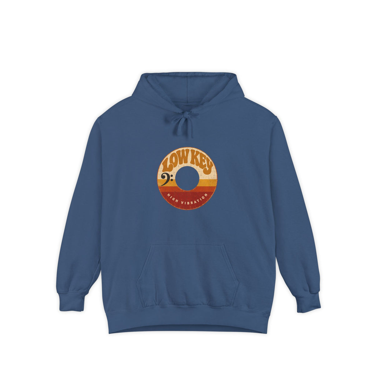 F.L.O. Low Key High Vibration Vintage 45 Hoodie — Garment-Dyed