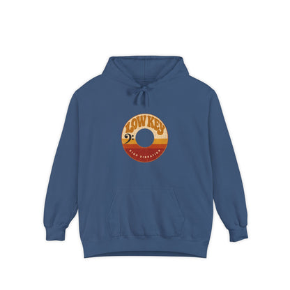 F.L.O. Low Key High Vibration Vintage 45 Hoodie — Garment-Dyed