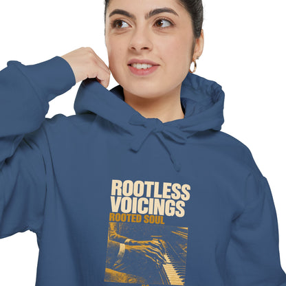 F.L.O. Rootless Voicings, Rooted Soul Vintage Hoodie — Garment-Dyed