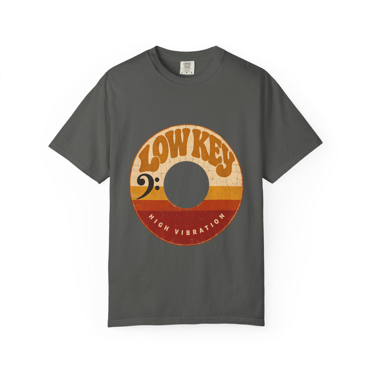 F.L.O. Low Key High Vibration Vintage 45 Tee — Garment-Dyed