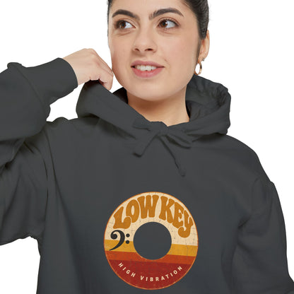 F.L.O. Low Key High Vibration Vintage 45 Hoodie — Garment-Dyed