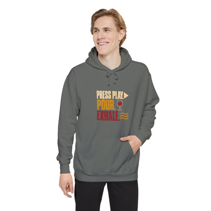 F.L.O. Press Play. Pour. Exhale. Vintage Hoodie — Garment-Dyed