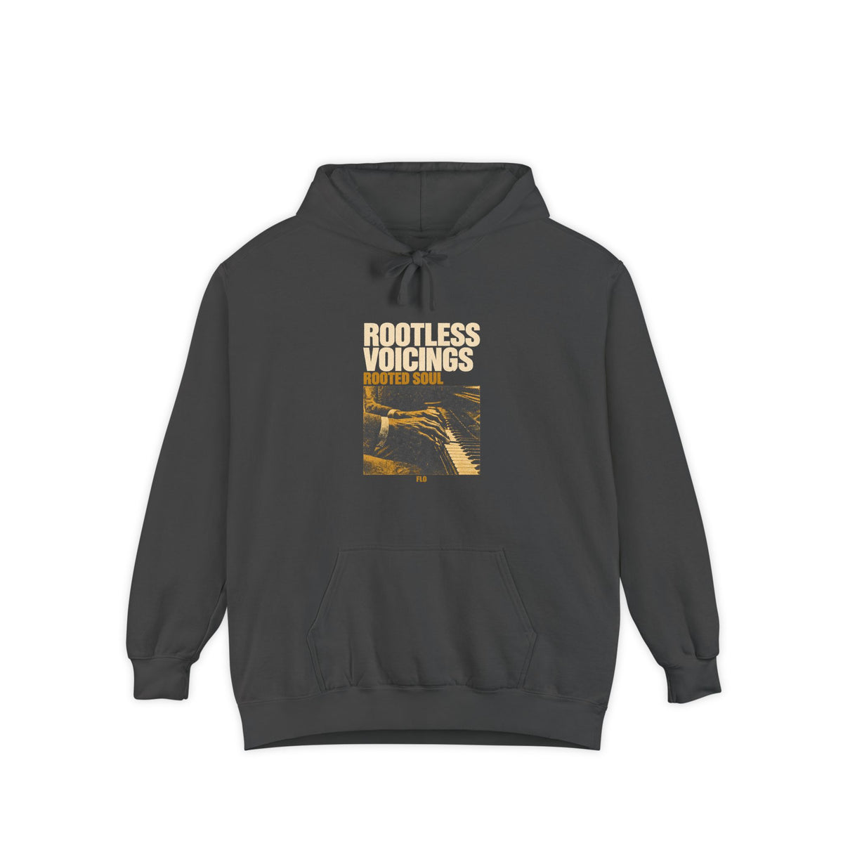 F.L.O. Rootless Voicings, Rooted Soul Vintage Hoodie — Garment-Dyed