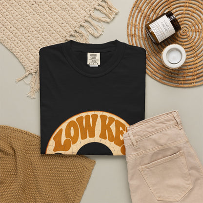 F.L.O. Low Key High Vibration Vintage 45 Tee — Garment-Dyed