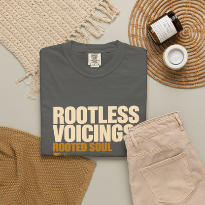 F.L.O. Rootless Voicings, Rooted Soul Vintage Tee — Garment-Dyed