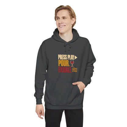 F.L.O. Press Play. Pour. Exhale. Vintage Hoodie — Garment-Dyed