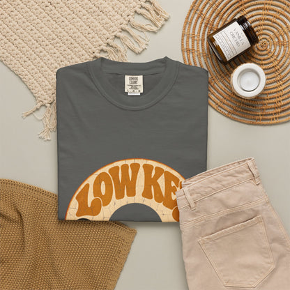 F.L.O. Low Key High Vibration Vintage 45 Tee — Garment-Dyed