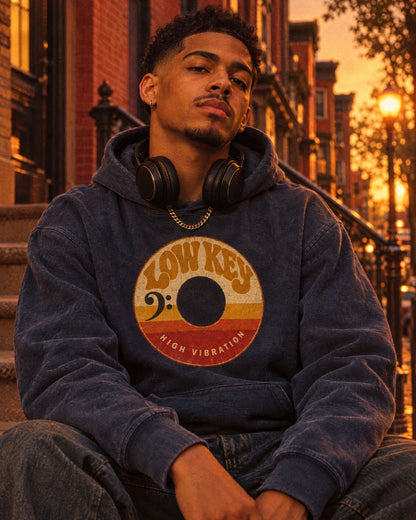F.L.O. Low Key High Vibration Vintage 45 Tee — Garment-Dyed