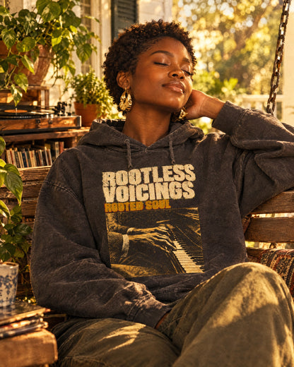 F.L.O. Rootless Voicings, Rooted Soul Vintage Hoodie — Garment-Dyed